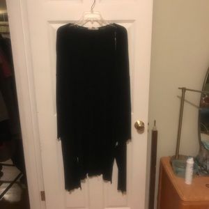 Long tunic open front ribbed cardi